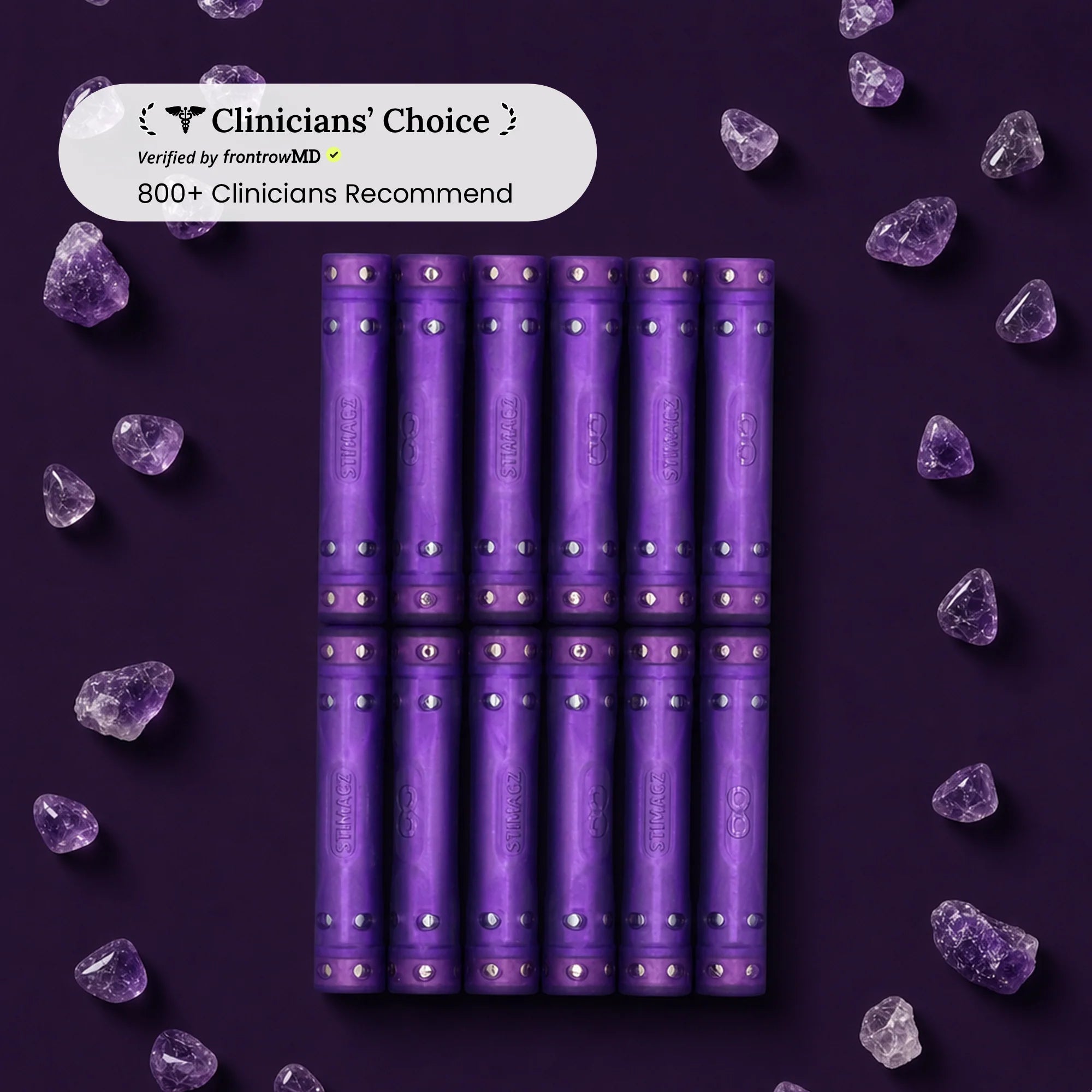 Clinicians' Choice verified by FrontrowMD, with more than 800 clinicians recommending Stimagz